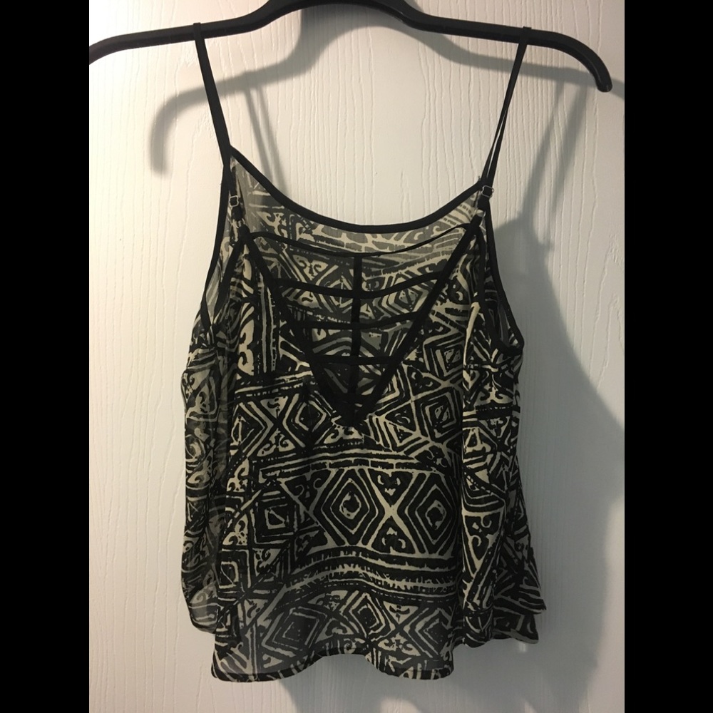 Sheer tribal patterned crop tank
